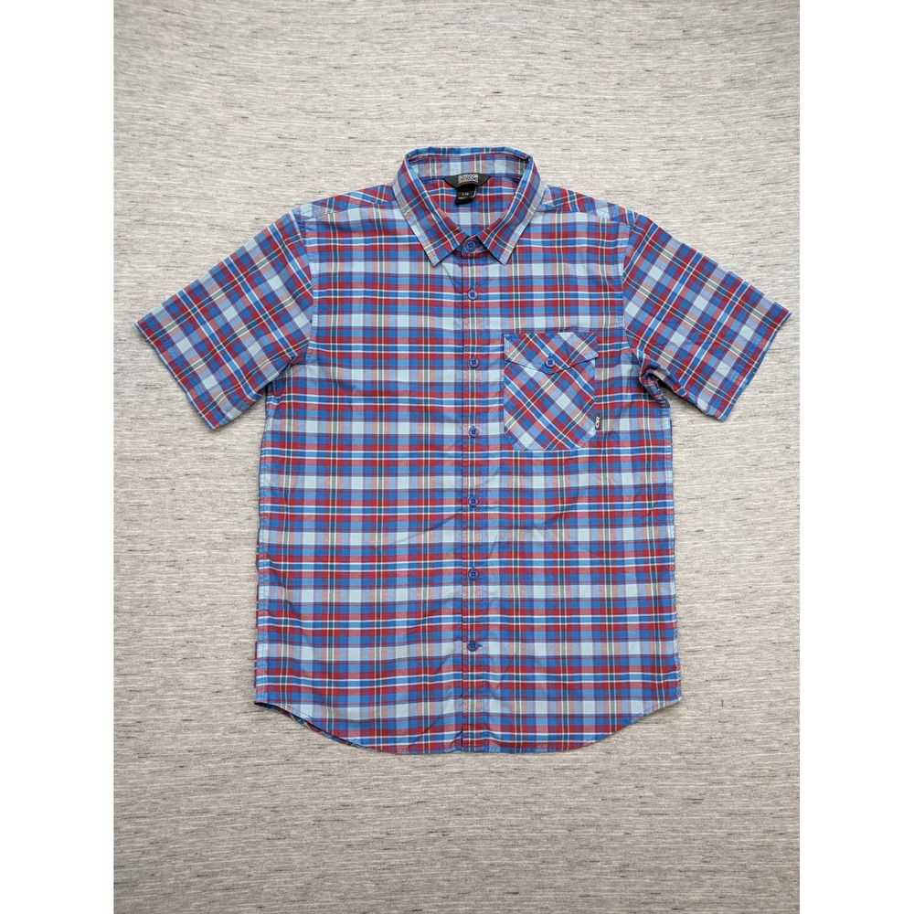 Outdoor Research Plaid Button Up Short Sleeve Casual‎ Shirt Mens Large